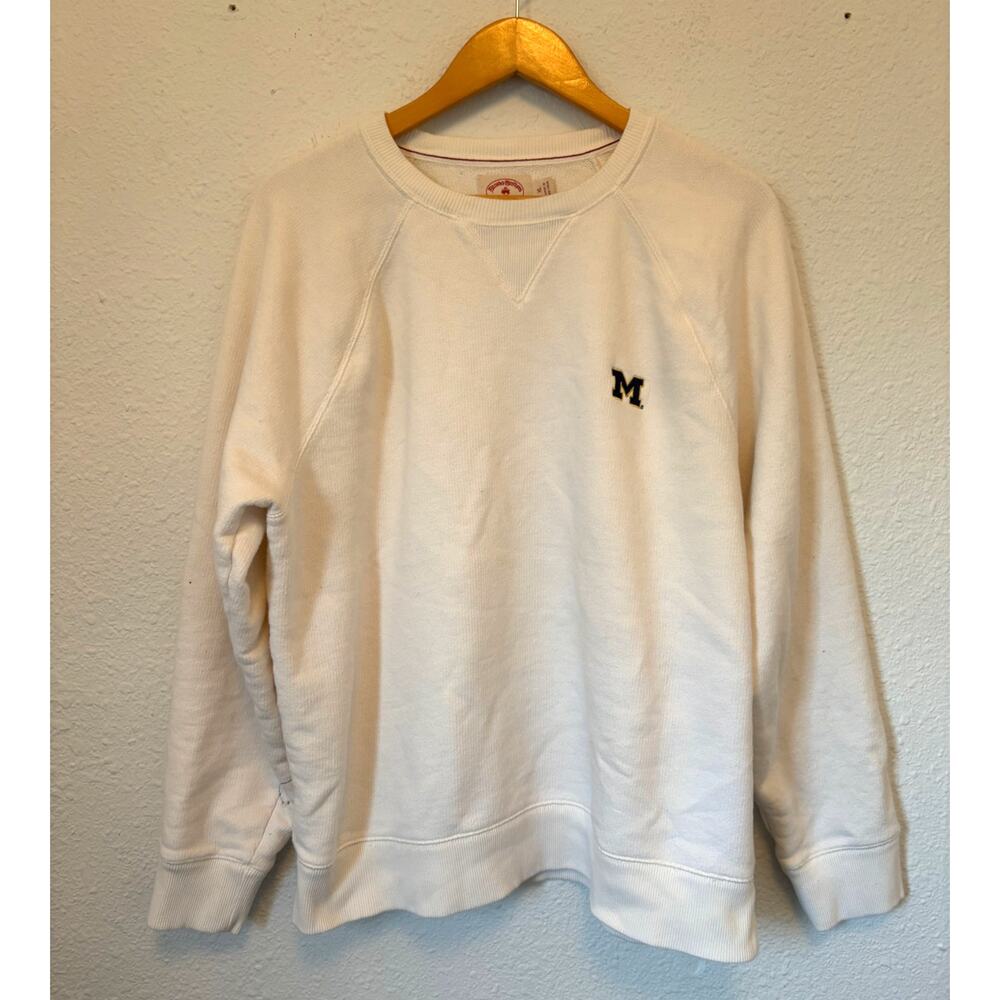 Brooks Brothers University of Michigan Sweatshirt XL Cotton White Crew Neck